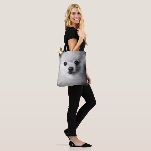 Pommerse Schattigee hond foto Canvas tas (Op model)