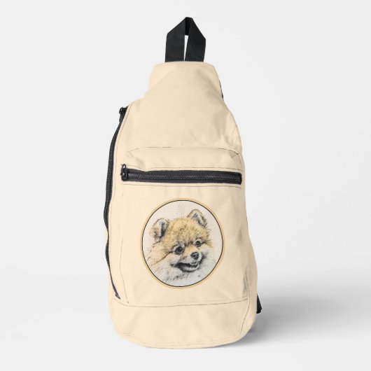 Pommerse Schilderij Sinaasappel Pom Originele Hond Sling Bag (Voorkant)