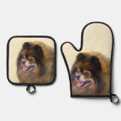 Pommerse Schilderij Sinaasappel Sable Originele Ho Ovenwant & Pannenlap Set (Voorkant)