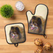 Pommerse Schilderij Sinaasappel Sable Originele Ho Ovenwant & Pannenlap Set (Top down)