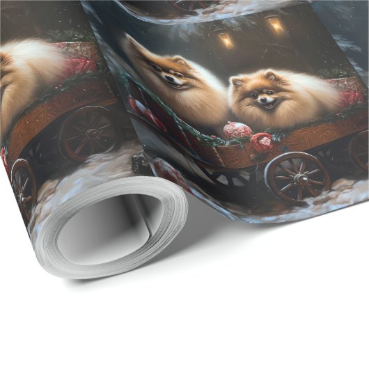 Pommerse Sneeuwslee Kerstdecoratie Cadeaupapier (Rol Hoek)