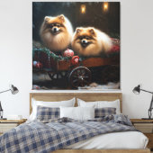 Pommerse Sneeuwslee Kerstdecoratie Canvas Afdruk (Insitu (Slaapkamer))