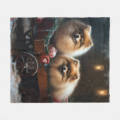 Pommerse Sneeuwslee Kerstdecoratie Fleece Deken (Voorkant (Horizontaal))