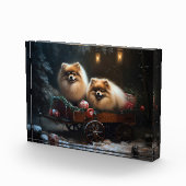 Pommerse Sneeuwslee Kerstdecoratie Fotoblokken (Rechts)