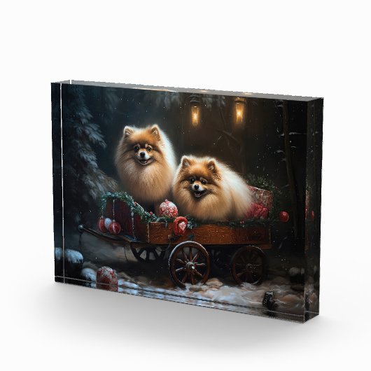 Pommerse Sneeuwslee Kerstdecoratie Fotoblokken (Rechts)