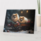 Pommerse Sneeuwslee Kerstdecoratie Kaart (Voorkant)