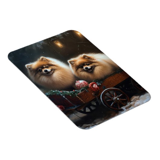 Pommerse Sneeuwslee Kerstdecoratie Magneet (Rechterzijde)