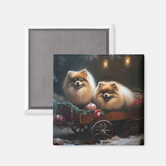 Pommerse Sneeuwslee Kerstdecoratie Magneet (Voorkant / Achterkant)