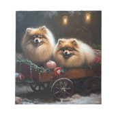 Pommerse Sneeuwslee Kerstdecoratie Notitieblok (Voorkant)