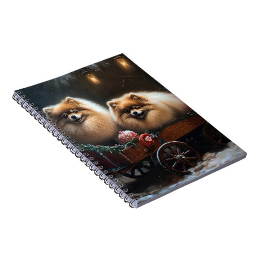 Pommerse Sneeuwslee Kerstdecoratie Notitieboek (Rechterzijde)