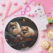 Pommerse Sneeuwslee Kerstdecoratie Papieren Bordje (Feest)