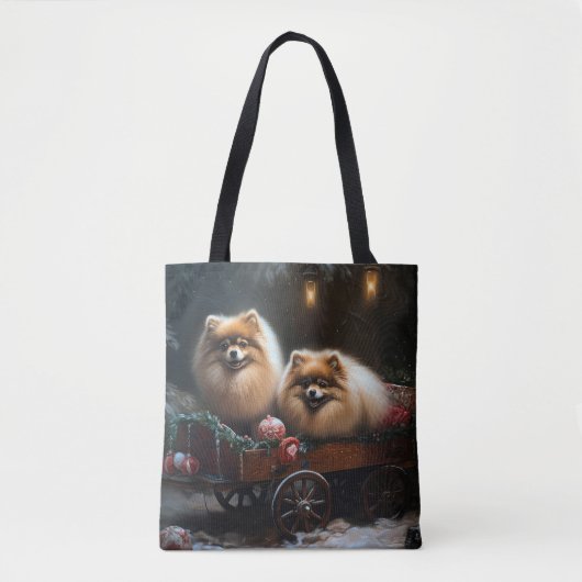 Pommerse Sneeuwslee Kerstdecoratie Tote Bag (Voorkant)