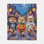 Pommerse truc-of-behandeling in Halloween kostuums Fleece Deken (Voorkant)