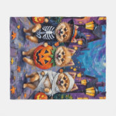 Pommerse truc-of-behandeling in Halloween kostuums Fleece Deken (Voorkant (Horizontaal))