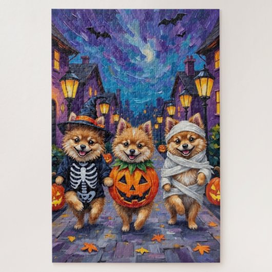 Pommerse truc-of-behandeling in Halloween kostuums Legpuzzel (Verticaal)