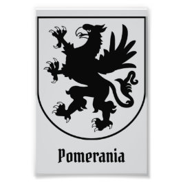Pommerse Wapenschild Zwart en Wit Heraldisch Foto Afdruk