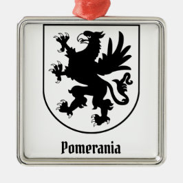 Pommerse Wapenschild Zwart en Wit Heraldisch Metalen Ornament