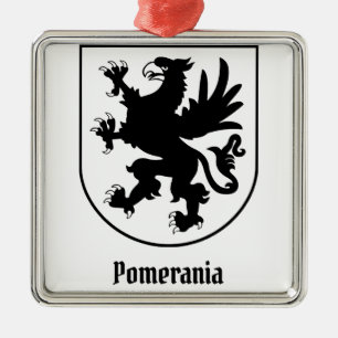 Pommerse Wapenschild Zwart en Wit Heraldisch Metalen Ornament