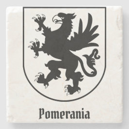 Pommerse Wapenschild Zwart en Wit Heraldisch Stenen Onderzetter