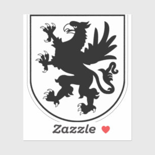 Pommerse Wapenschild Zwart en Wit Heraldisch Sticker