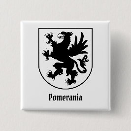Pommerse Wapenschild Zwart en Wit Heraldisch Vierkante Button 5,1 Cm