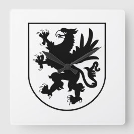 Pommerse Wapenschild Zwart en Wit Heraldisch Vierkante Klok