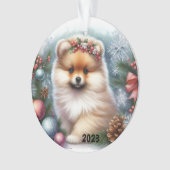 Pommerse Waterverf Acryl Ornament (voorkant)