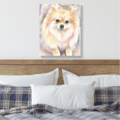 Pommerse Waterverf Schilderij Pom Canvas Print (Insitu (Slaapkamer))