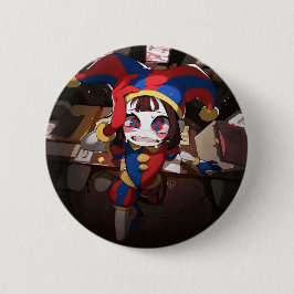 Pomni (The Amazing Digital Circus) - Angstig Offic Ronde Button 5,7 Cm