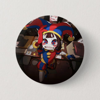 Pomni (The Amazing Digital Circus) - Angstig Offic Ronde Button 5,7 Cm