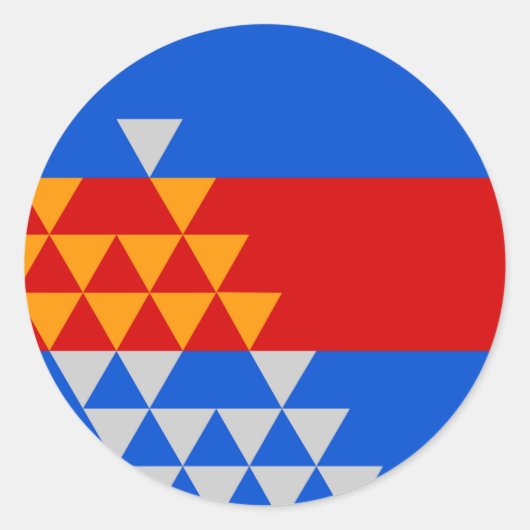 Pomo Indian Flag Etnische Bibliotheek Native Usa Ronde Sticker (Voorkant)