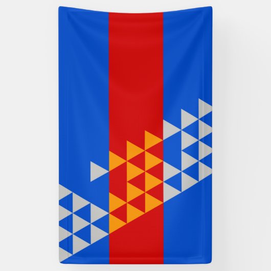 Pomo Indian Flag Etnische Bibliotheek Native Usa Spandoek (Verticaal)