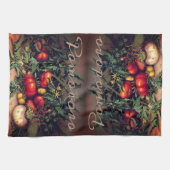 Pomodoro botanische tomaten gepersonaliseerd theedoek (Horizontaal)