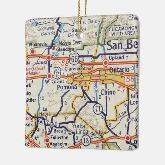 Pomona CA  Map Keramisch Ornament (Links)