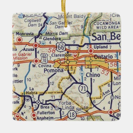 Pomona CA Map Keramisch Ornament (Voorkant)