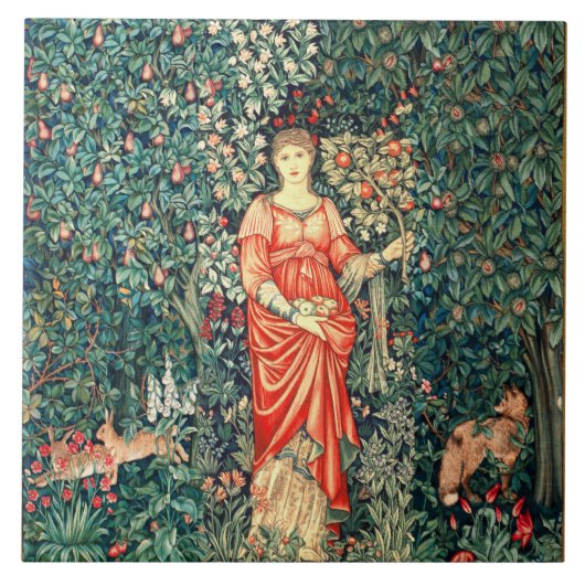 POMONA HOLDING FRUITS IN GREENERY, BOSBOUWDIEREN TEGELTJE (Voorkant)