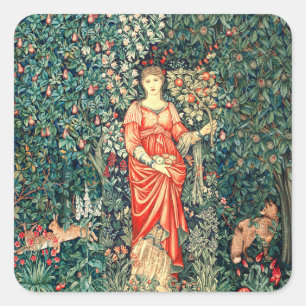 POMONA HOLDING FRUITS IN GREENERY, BOSBOUWDIEREN VIERKANTE STICKER