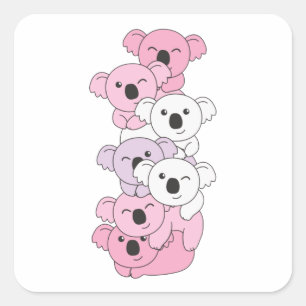 Pomoseksuele vlag Pride Lgbetq Cute Koala Pile Squ Vierkante Sticker