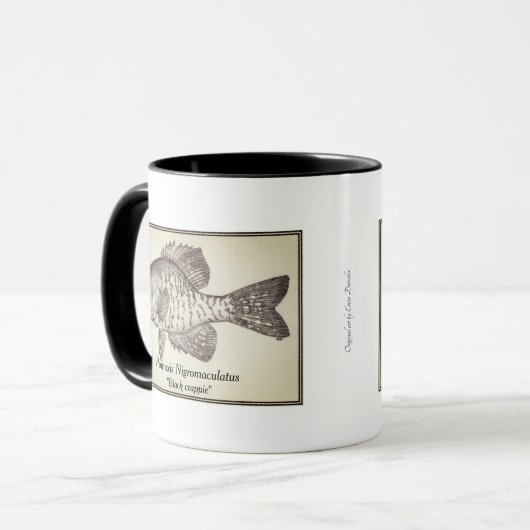 "Pomoxis" zwarte en witte mok (Voorkant links)