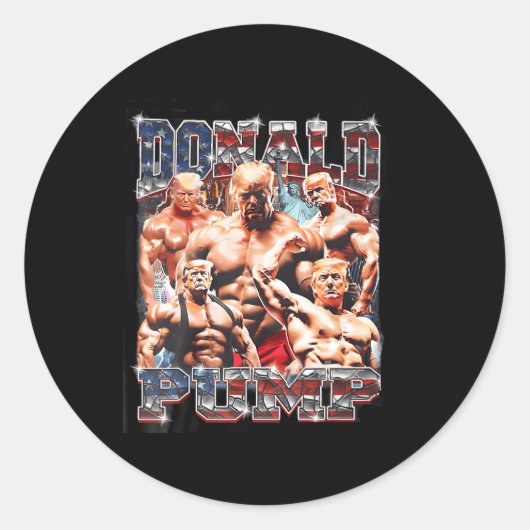 Pomp 1 vs 1 Biden Amerikaanse Vlag Swole Trump 202 Ronde Sticker (Voorkant)