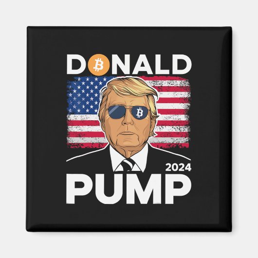 Pomp Bitcoin Grappige Trump 2024 Crypto Magneet (Voorkant)