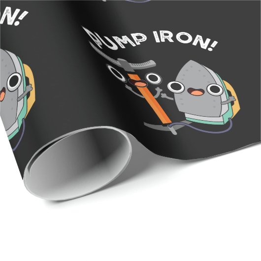 Pomp Iron Funny Exercise Pun Dark BG Cadeaupapier (Rol Hoek)