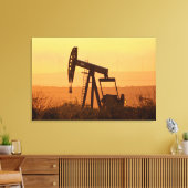 Pomp Jack Pumping Oil in West Texas, VS Canvas Afdruk (Insitu (Woonkamer))