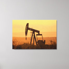 Pomp Jack Pumping Oil in West Texas, VS Canvas Afdruk