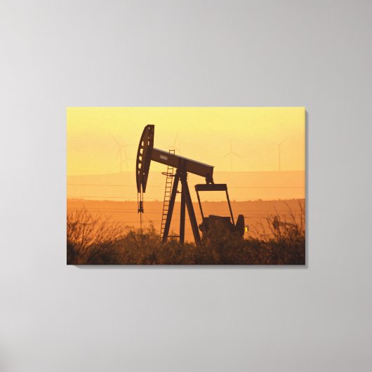 Pomp Jack Pumping Oil in West Texas, VS Canvas Afdruk (Voorkant)