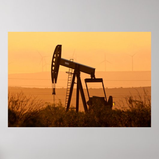 Pomp Jack Pumping Oil in West Texas, VS Poster (Voorkant)