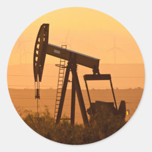 Pomp Jack Pumping Oil in West Texas, VS Ronde Sticker
