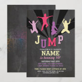 Pomp trampoline Birthday Party roze Girls Invite Kaart (Voorkant / Achterkant)