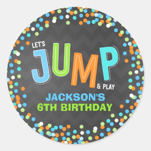 Pomp trampoline Birthday Party Supplies Favor Ronde Sticker (Voorkant)