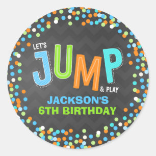 Pomp trampoline Birthday Party Supplies Favor Ronde Sticker